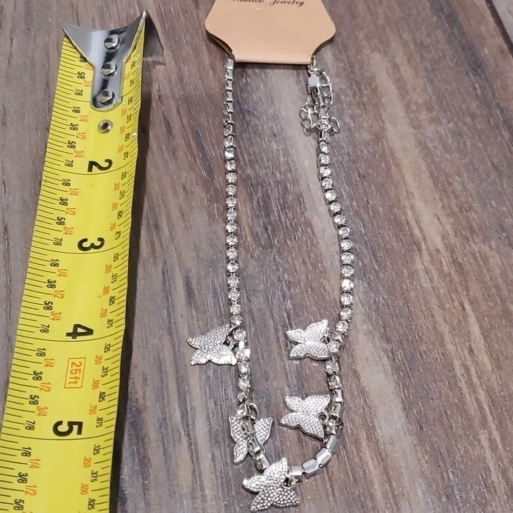 New Butterfly Pendant Necklace Rhinestone Chain Crystal